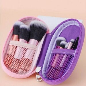 Travel size 10 piece Synthetic Brush Set with zipper case